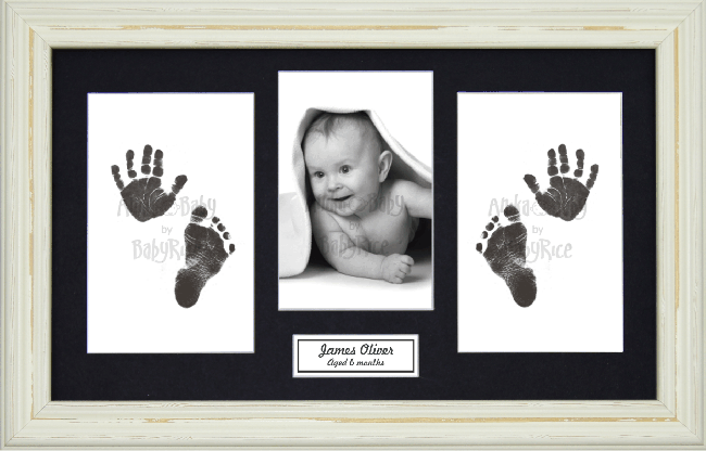 BabyRice Baby Hand & Footprints Kit, Inkless Prints, Cream Frame