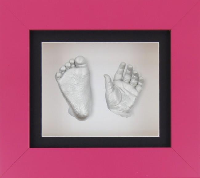 Baby Girl Gift 3D Casting Kit Pink Frame Black Silver Casts