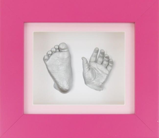 Baby Girl Gift 3D Casting Kit Pink Frame Pink White Silver Casts