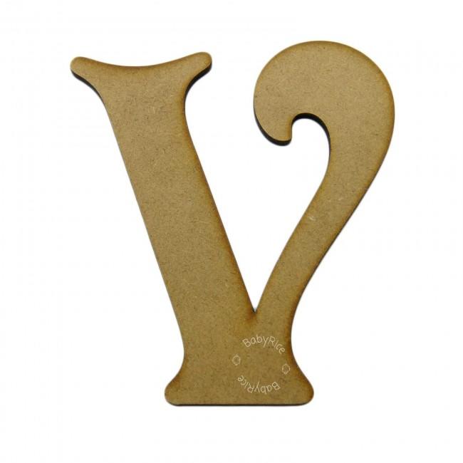 MDF wooden letter V, 10cm/4in