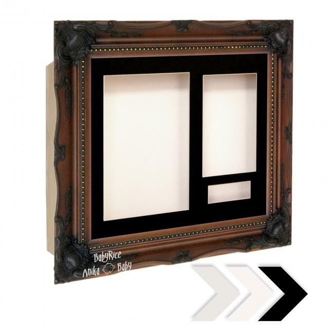 Walnut Brown Ornate Frame - Choose Size, Depth, Mount and Backing Card Colour