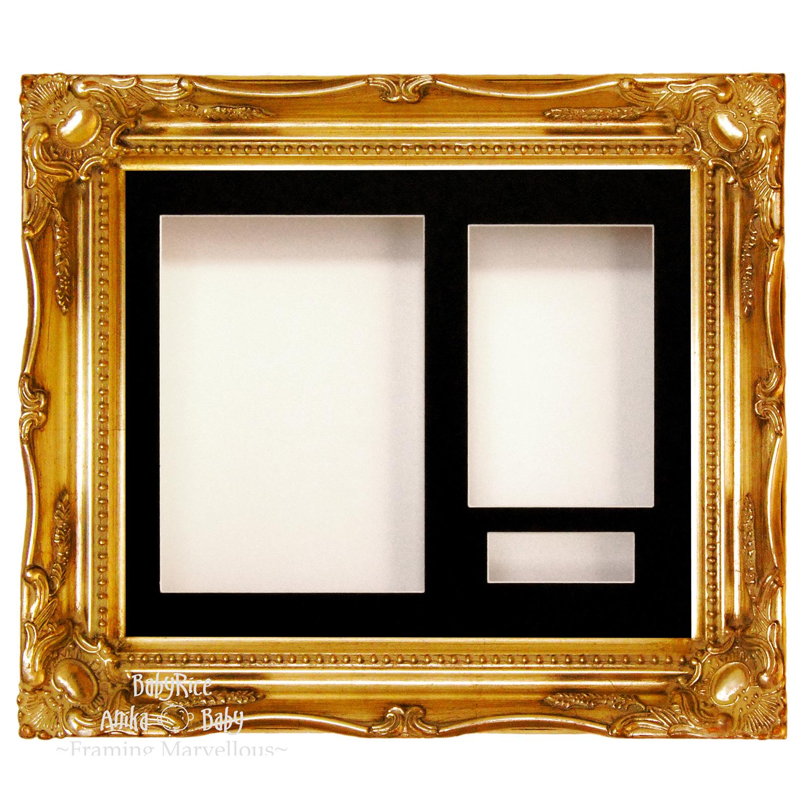 Gold Ornate Rococo frame, Black Mount and White Backing Card