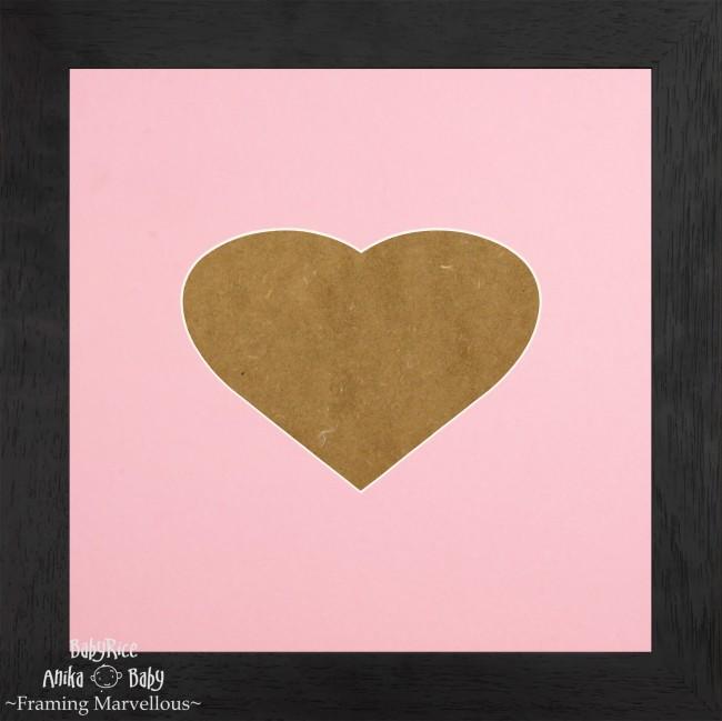 Black Shadow Box Deep Display 3D Wooden Frame Square Heart Pink Heart Cut Out
