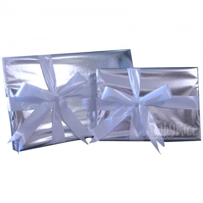 White telescopic presentation box wrapped and tied with a bow