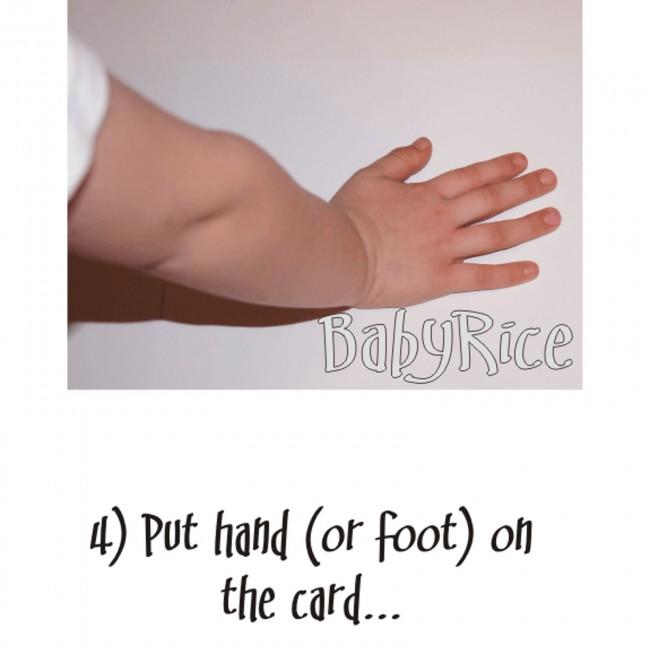 Lightly press the hand or foot onto the card
