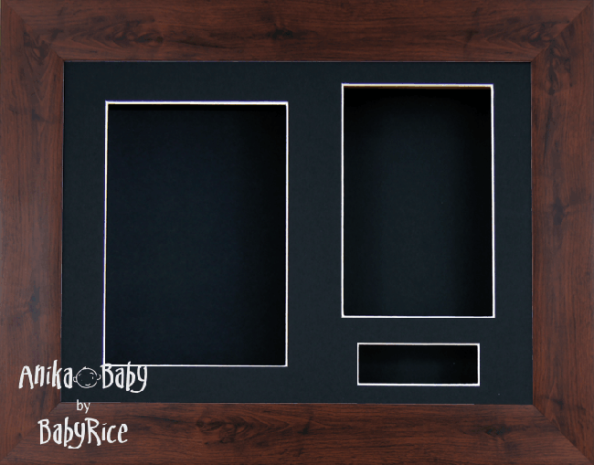 Mahogany Dark Stain Wood effect 3D Display Box Frame Black