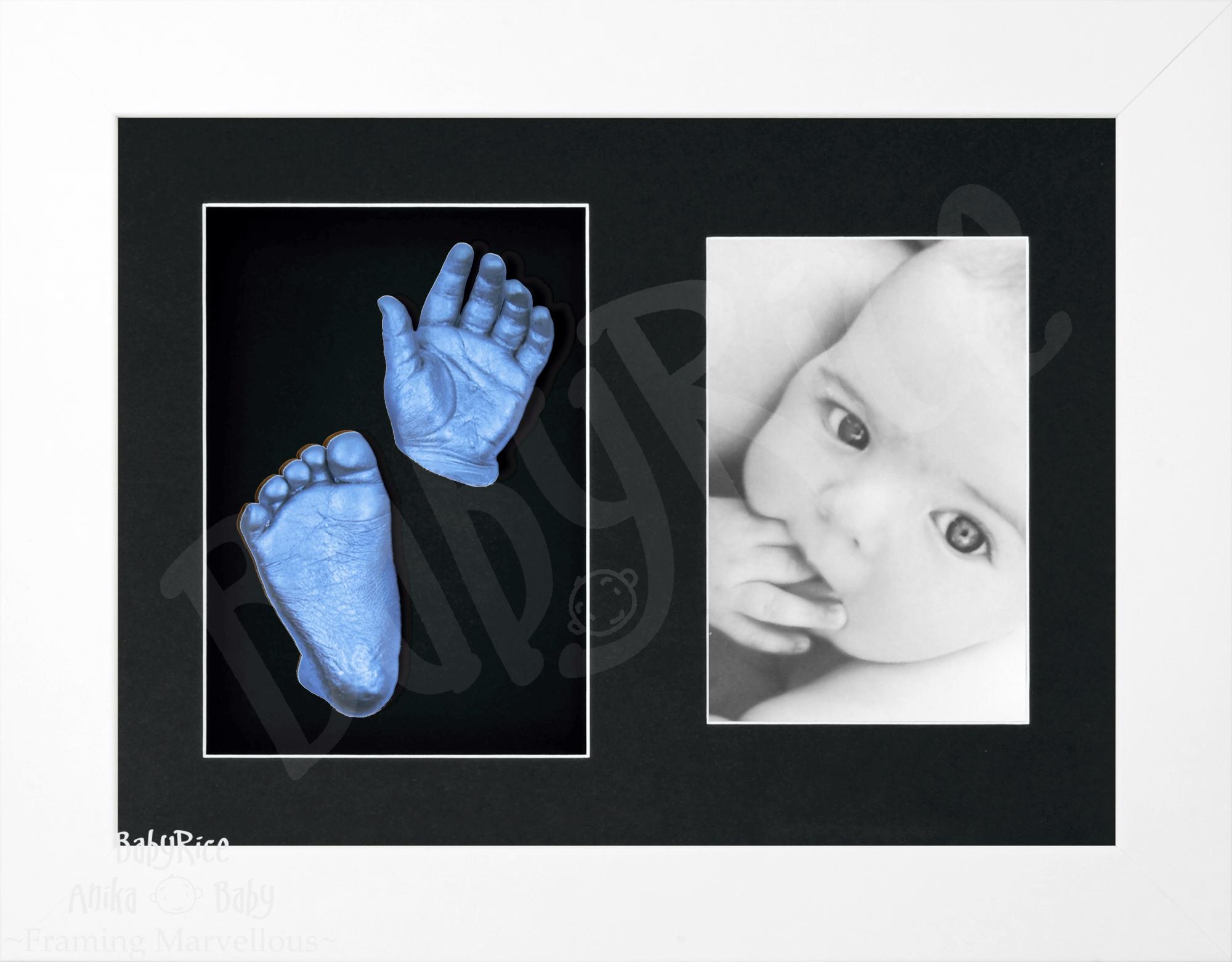 BabyRice Anika Baby Casting Keepsakes Kit 3D Prints Hand Footprint Cast Gift-Ivory-Silver