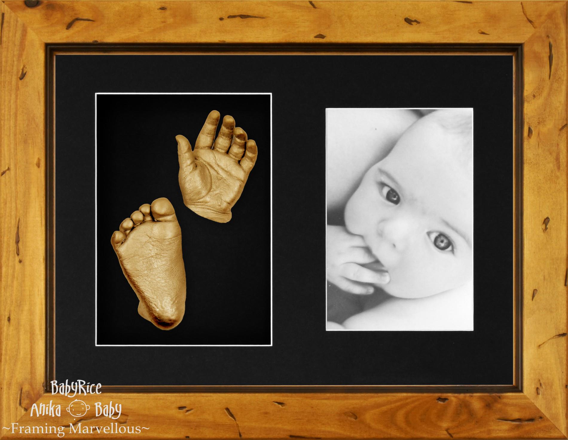 Baby Hand Foot Cast Kit Rustic Frame Set Gold