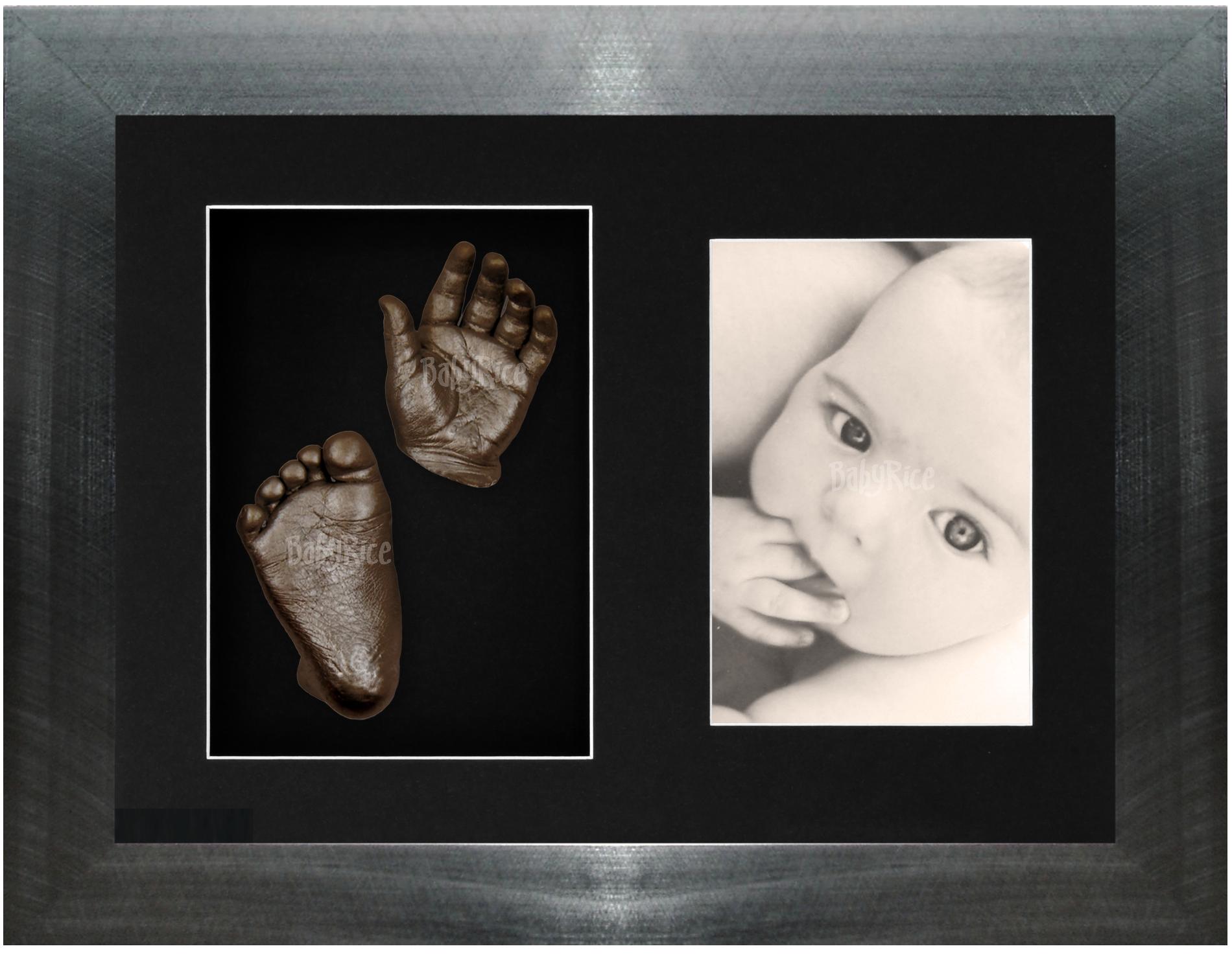 Baby Hand Foot Cast Kit Pewter Frame Set Bronze