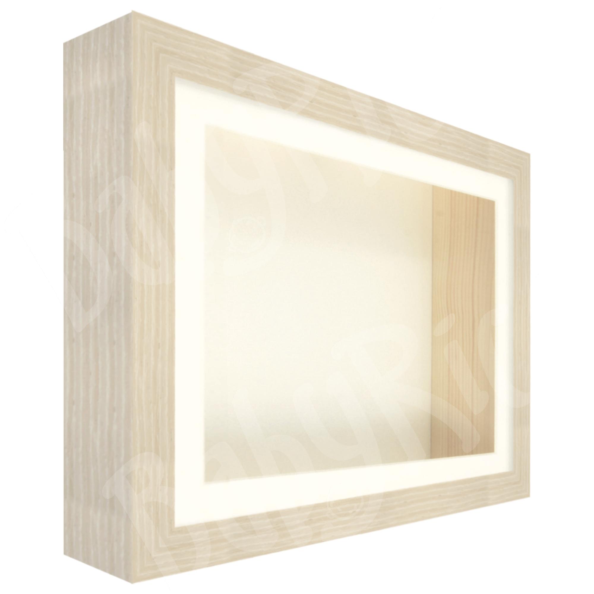 Limed Oak Veneer Box Frame, Cream Inserts