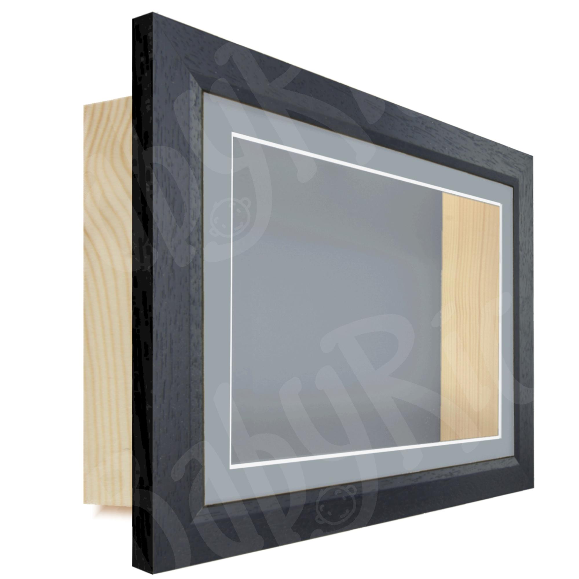 Black Wooden Shadowbox Frame Dark Grey