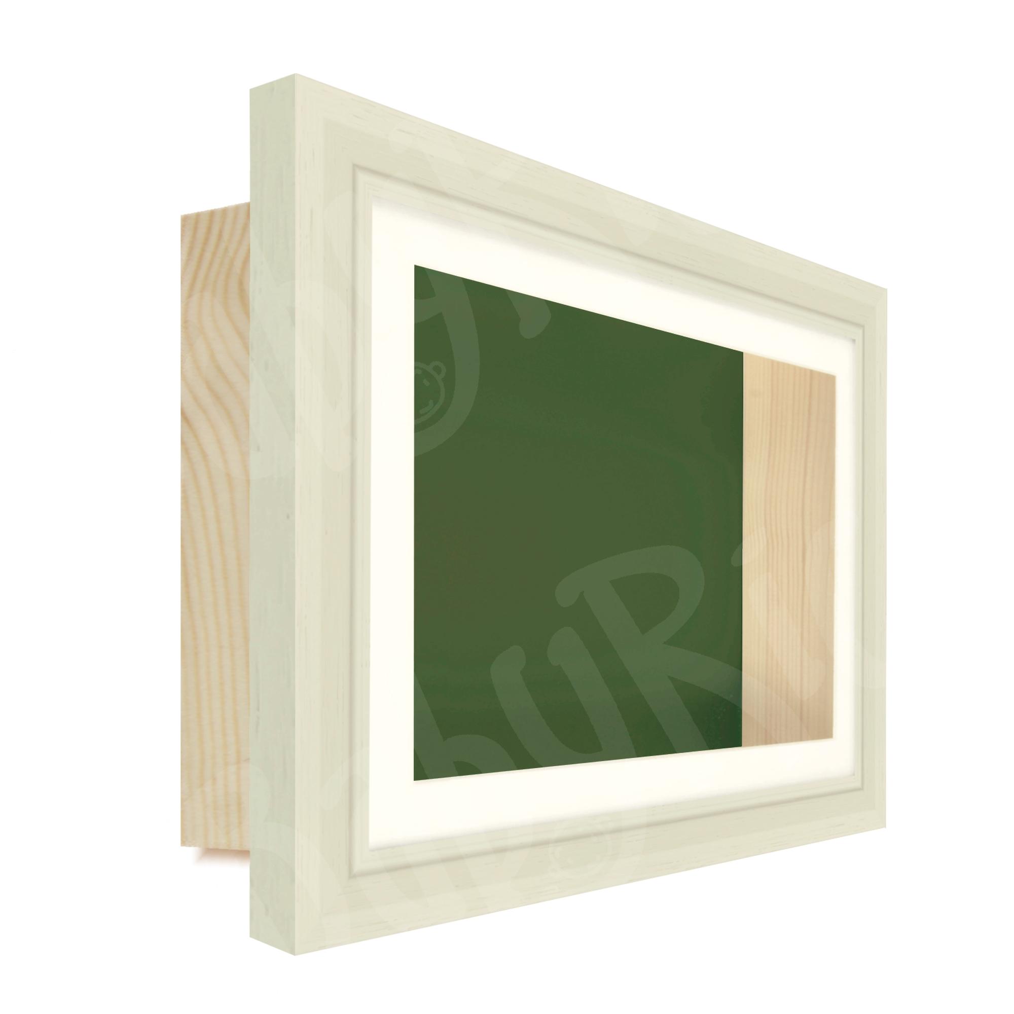 Cream Deep Shadow Box Frame - Cream Mount and Green Backing