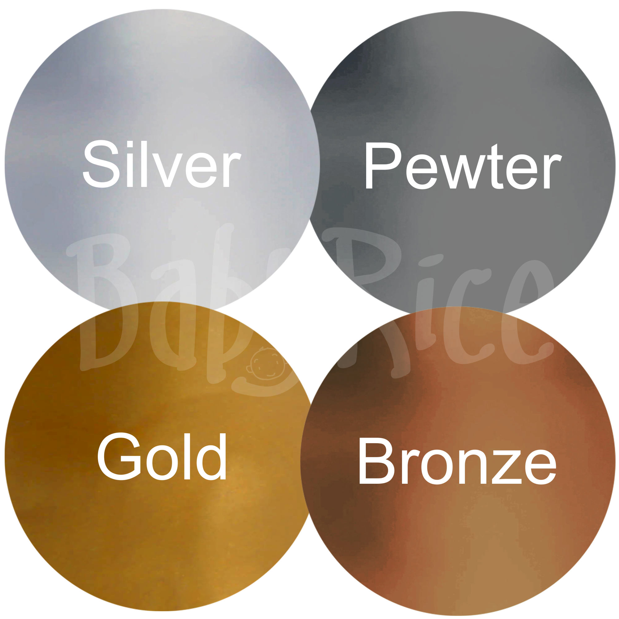 metallic paint: silver, bronze, pewter gold