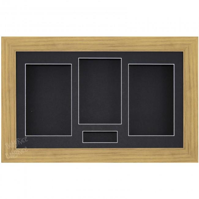 Large Medium Oak Effect 3D Shadow Box Display Frame / Black Inserts for Casts Photo