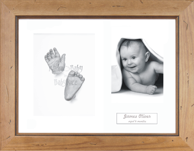 Baby 3D Handprint Footprint Kit, Wooden frame, Silver