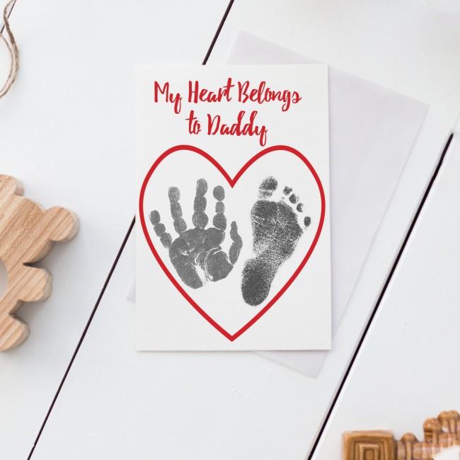 Valentine's Day Card with Inkless Baby Hand and Footprint Kit