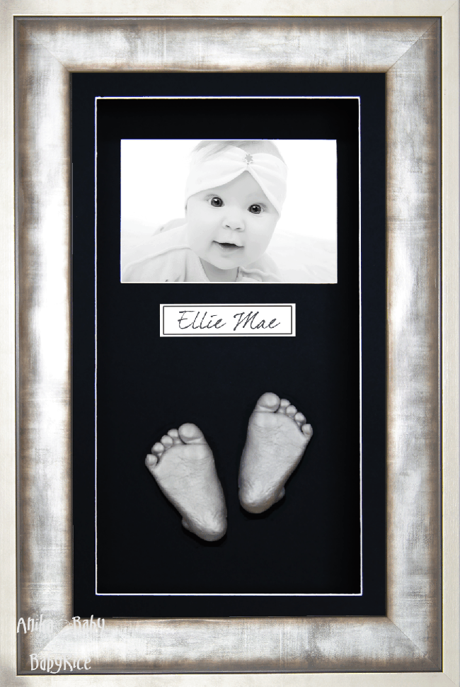 Baby Casting Kit / Silver Metal effect Frame / Black Photo Display