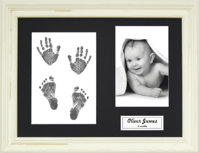 New Baby Gift, Handprint Footprint Kit, Shabby Chic Cream Frame