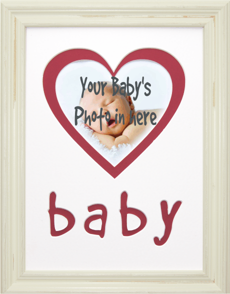 New Baby Heart Photo Picture Frame Shabby Chic Cream Frame