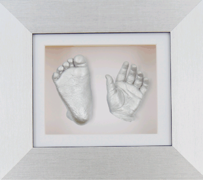 Silver Frame 3D Baby Handprints Footprints Plaster Casting Kit