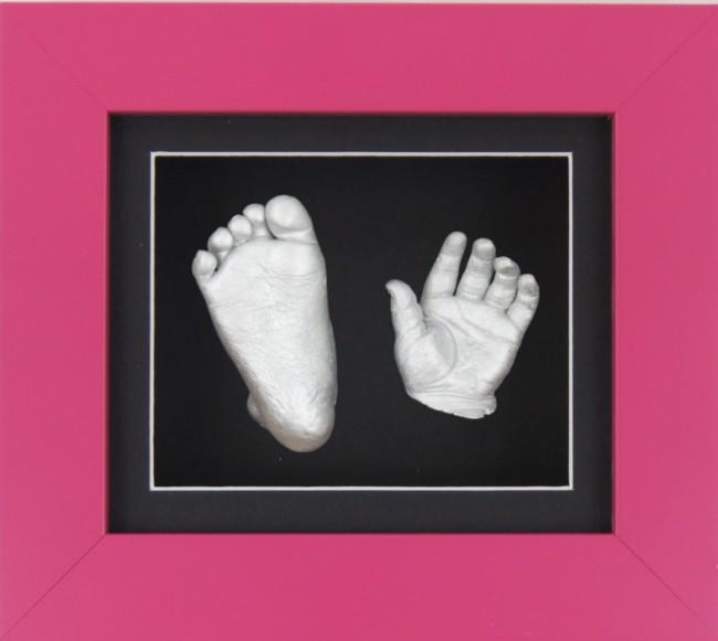 Baby Girl Gift 3D Casting Kit Pink Frame Black Silver Casts