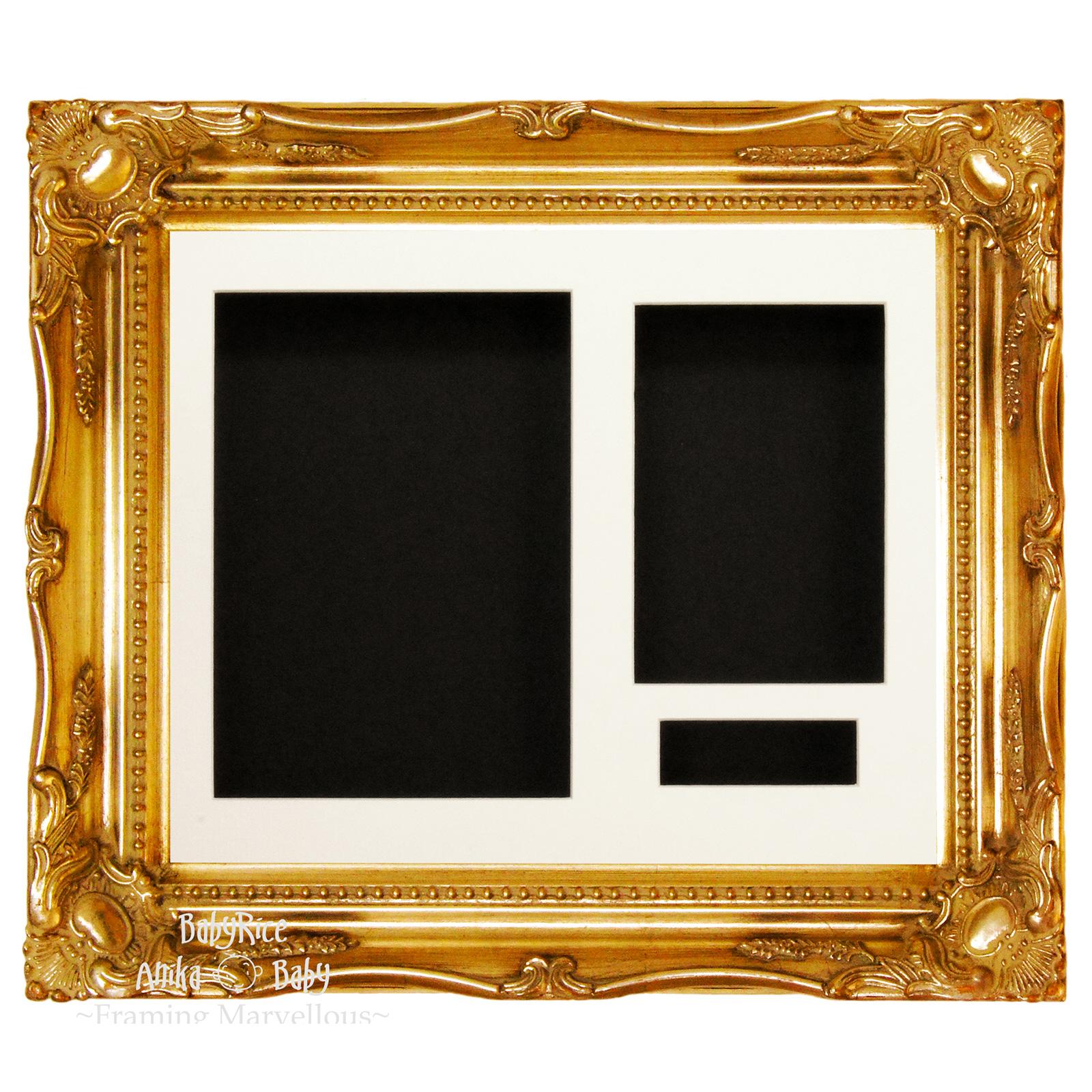 Gold Ornate Rococo frame, White Mount and Black Backing Card
