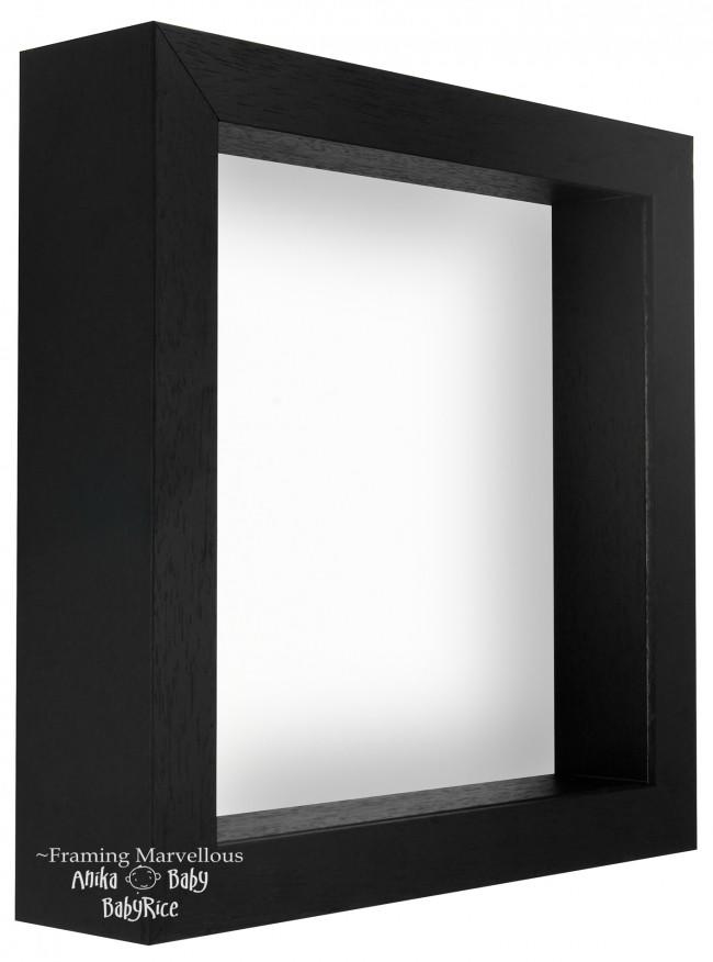 Black Shadow Box Deep Display 3D Wooden Frame Square Heart White Back Only