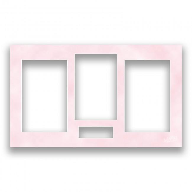 Mottled Pink Four Aperture Picture Frame Mount 15x9 Inches