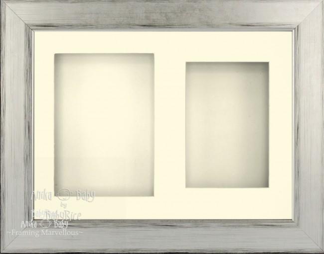 11.5x8.5" Silver Black 3D Deep Box Frame Cream 2 Mount