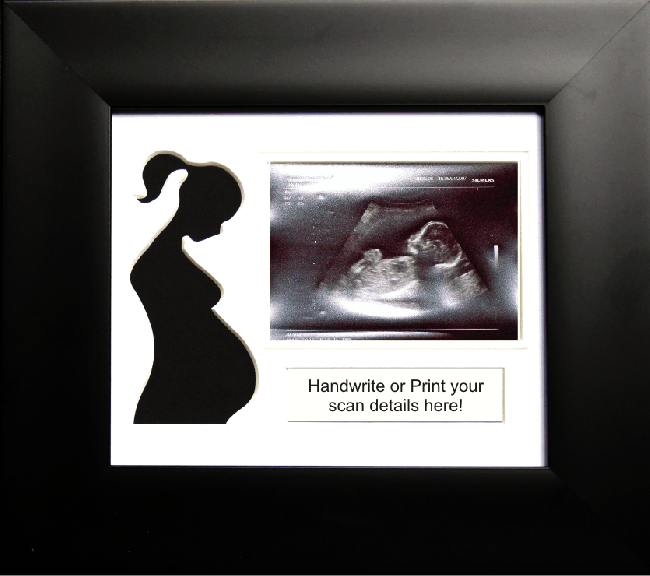 Baby Scan Photo Frame 6x5" Black / White / Black - Pregnant Lady