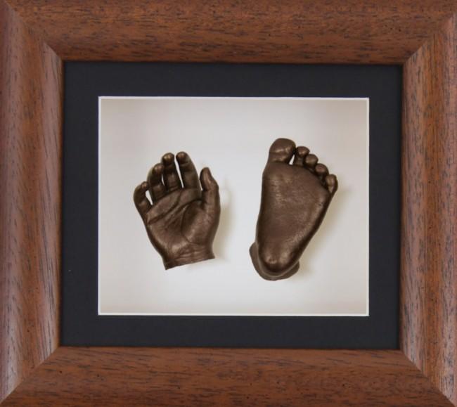 Baby Casting Kit Dark Wood Frame Black White Display Bronze