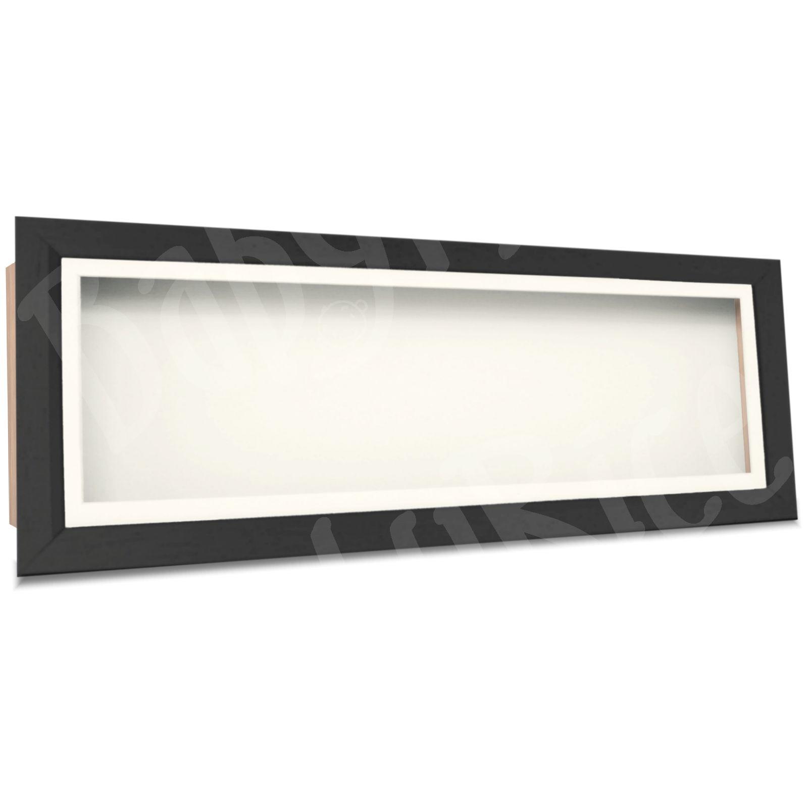 Long Black Deep Box Display frame, Cream Inserts