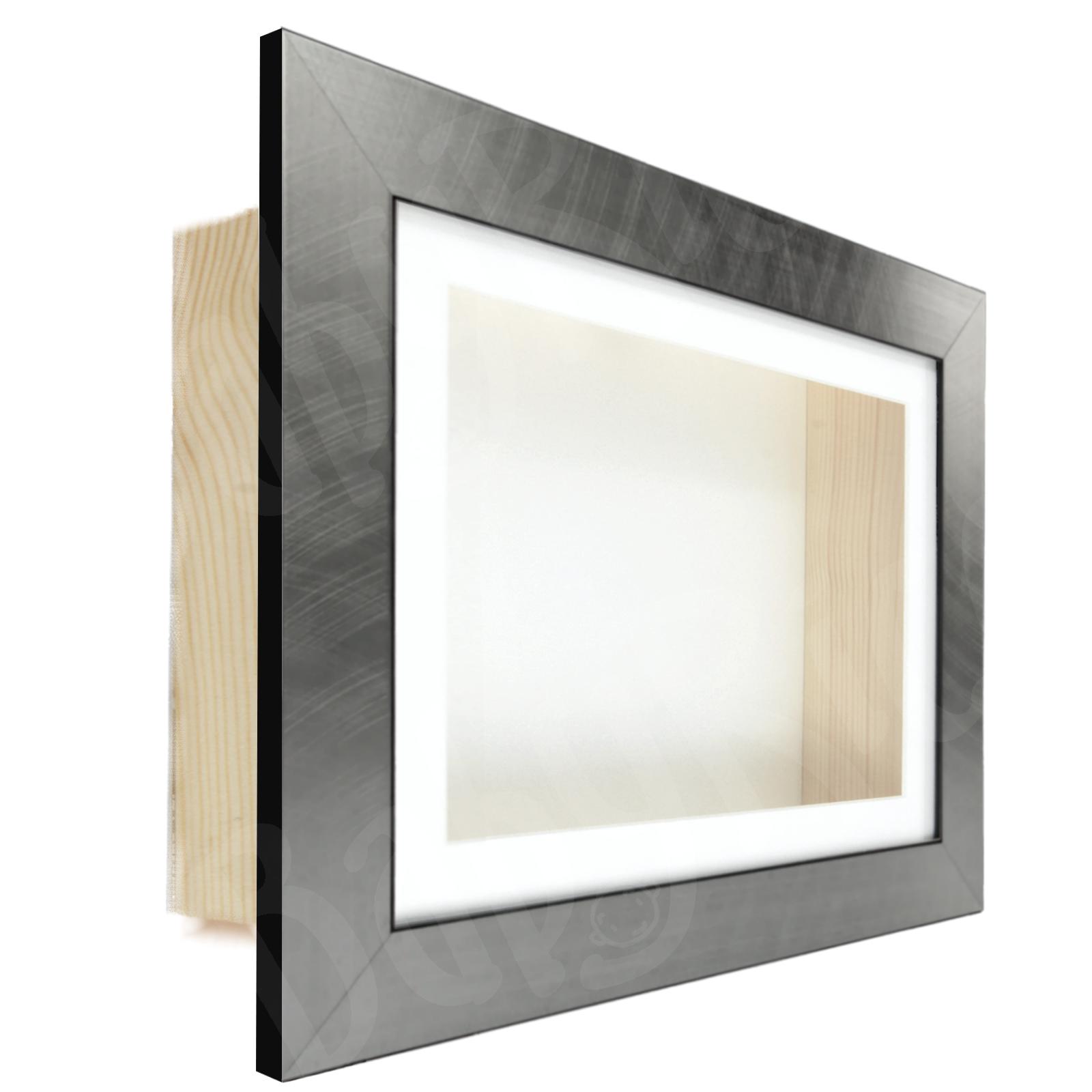 Pewter Dark Grey Wooden Deep Box Display Frame