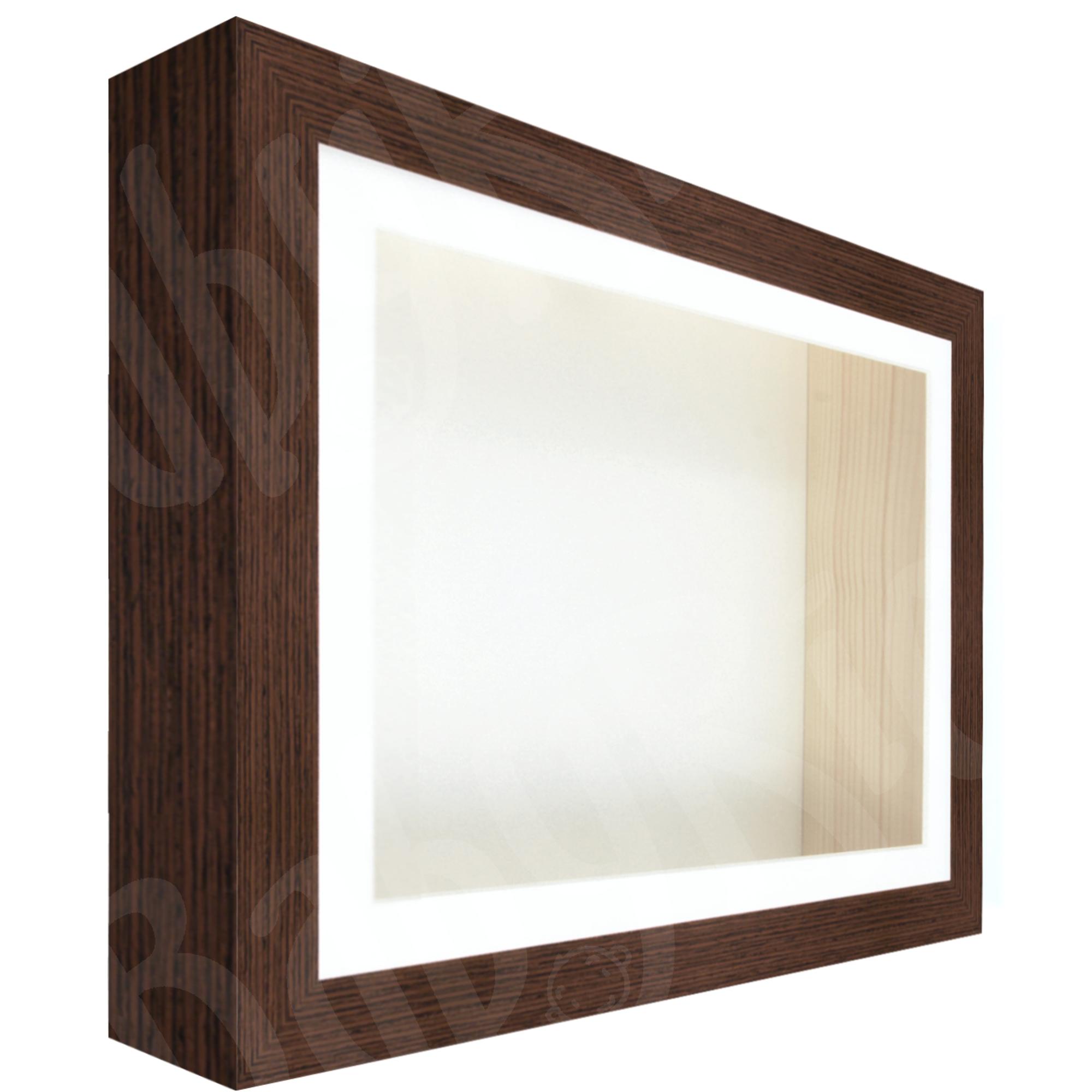 Walnut Woodgrain Box Frame, White Inserts