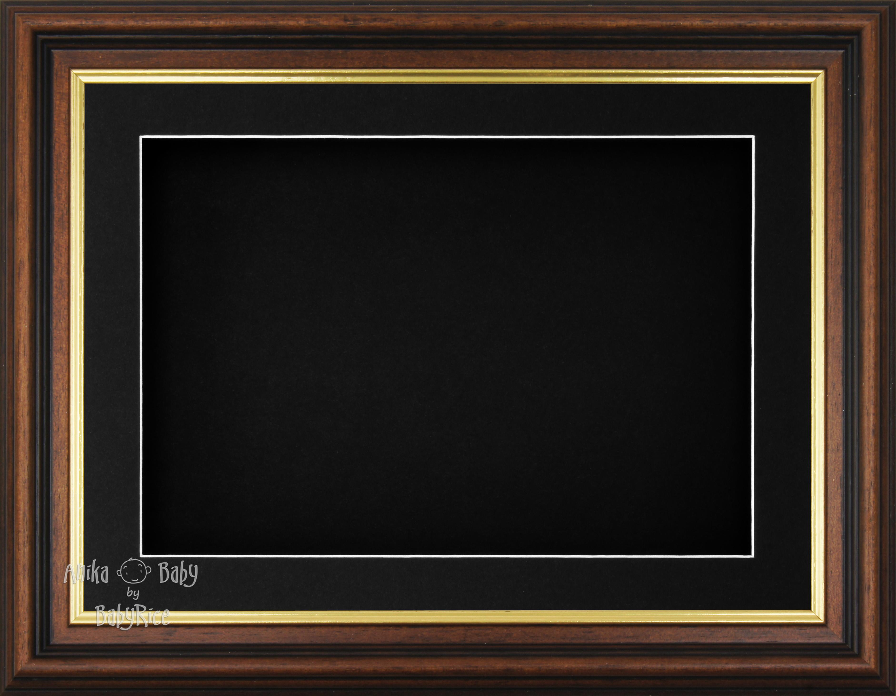 Mahogany Wooden Box Display Frame Black Inserts