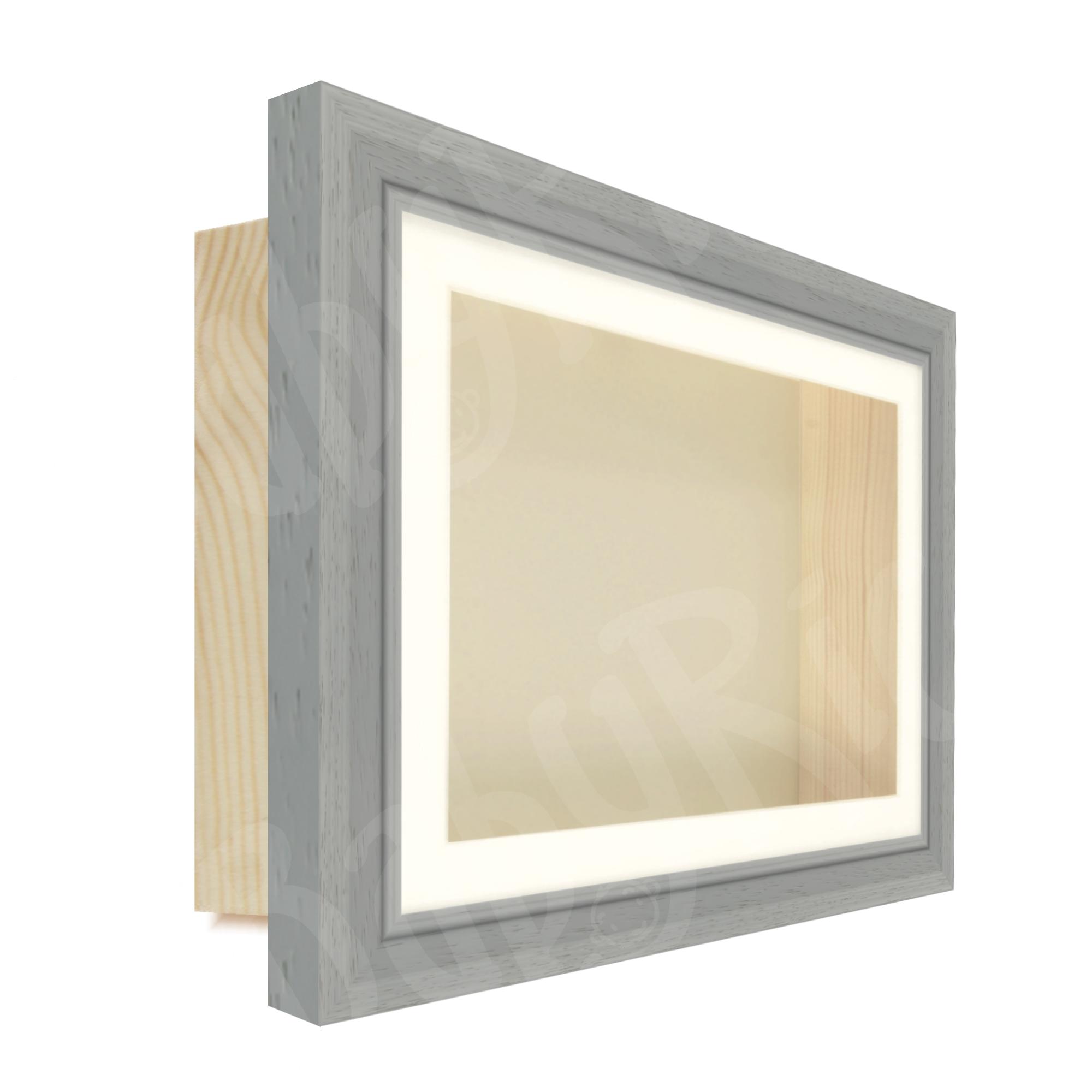 Gray Scoop Wooden Wedding Box Display Frame