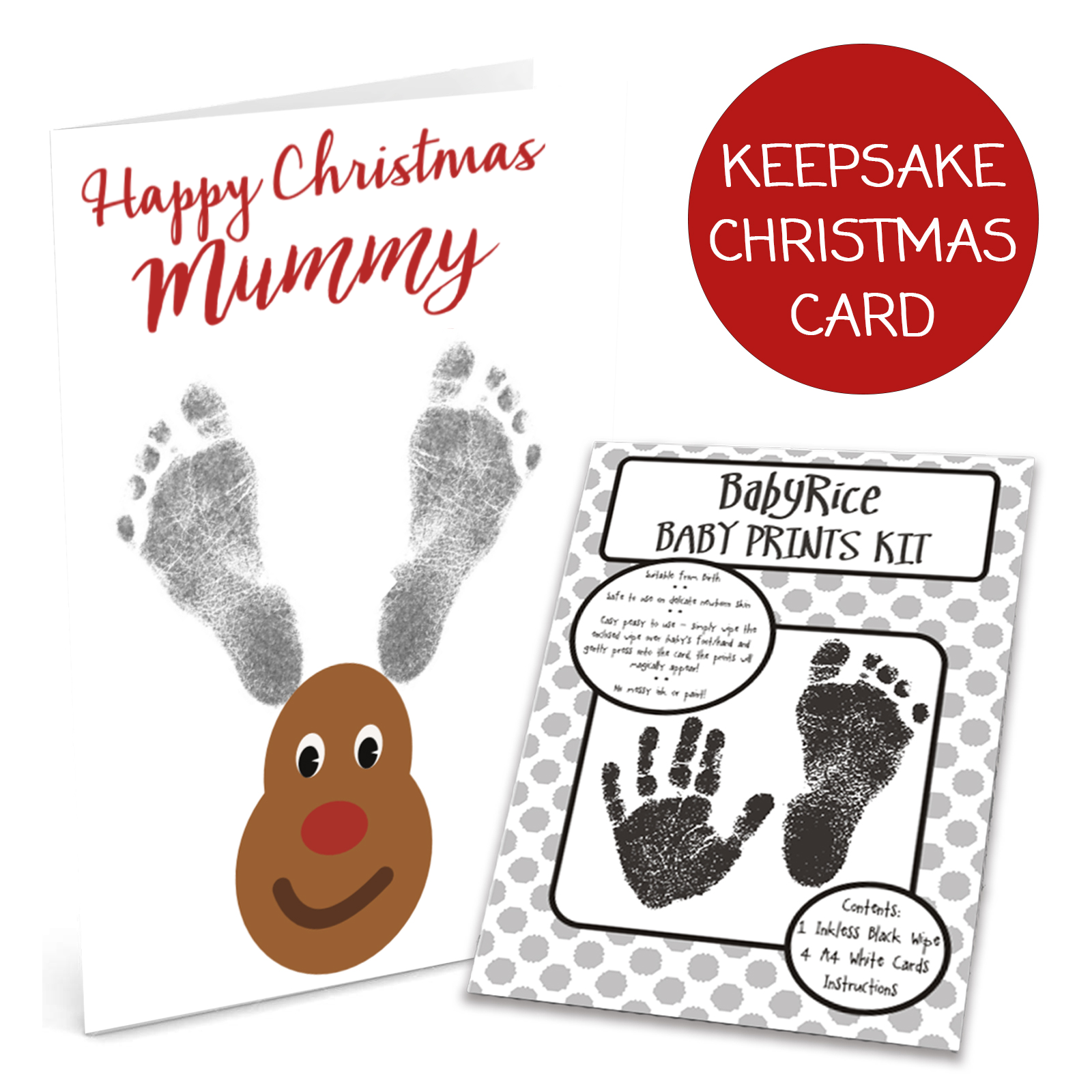 Happy Christmas Mummy Card from Baby Personalised Footprint