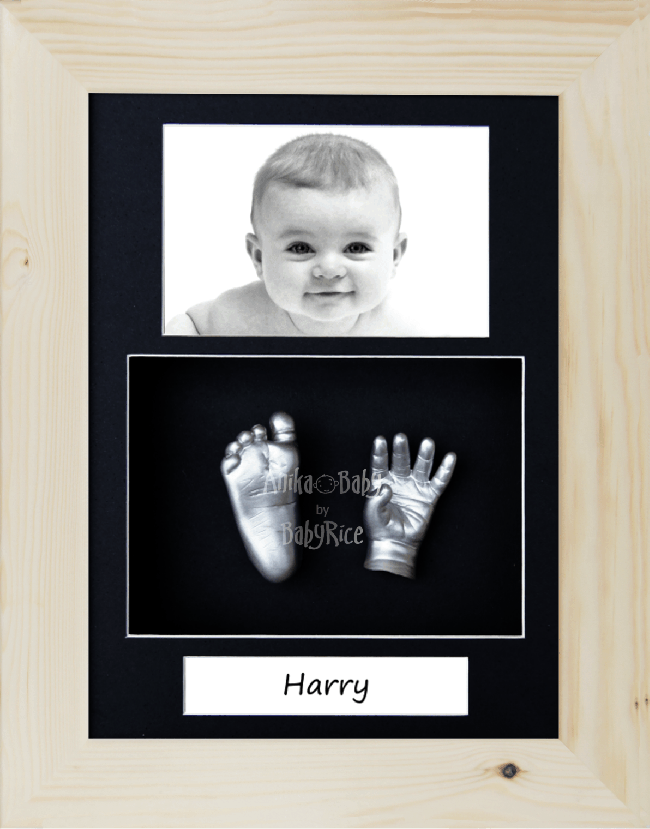 Baby 3D Casting Kit, Natural Pine Portrait Frame, Silver