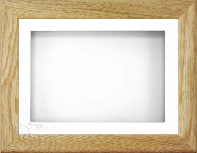11.5x8.5" Solid Oak Wood 3D Display Frame 1 Hole White Mount White Back
