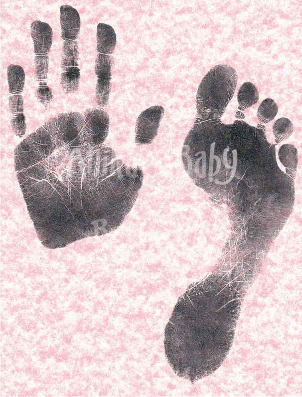 Baby Girl Inkless Wipe Hand Footprint Kit Mottled Pink Cards