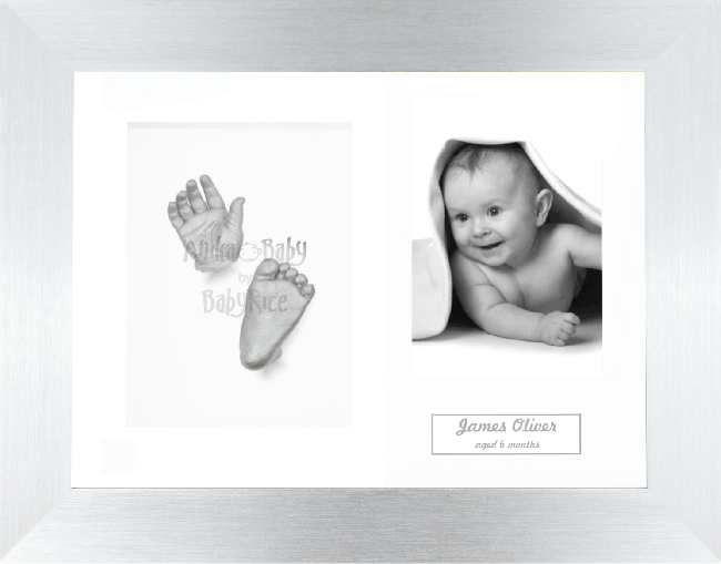 Baby Casting Kit, Silver Frame, White Display, 3D Hand Foot Casts