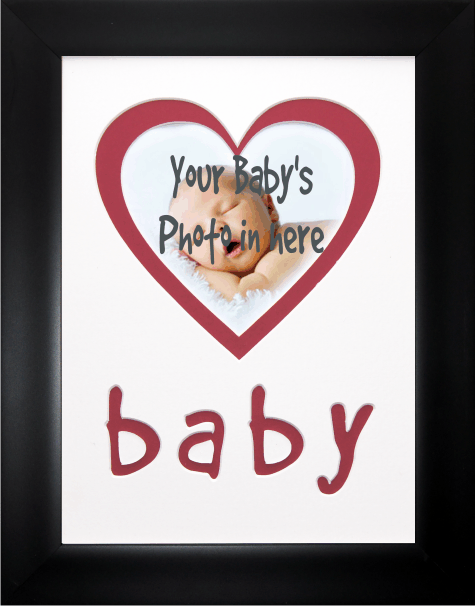 Baby Heart Black Photo Picture Frame, Cream & Red