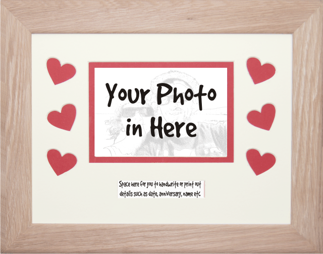 Love Hearts Photo Solid Oak Wooden Picture Frame, Red Hearts