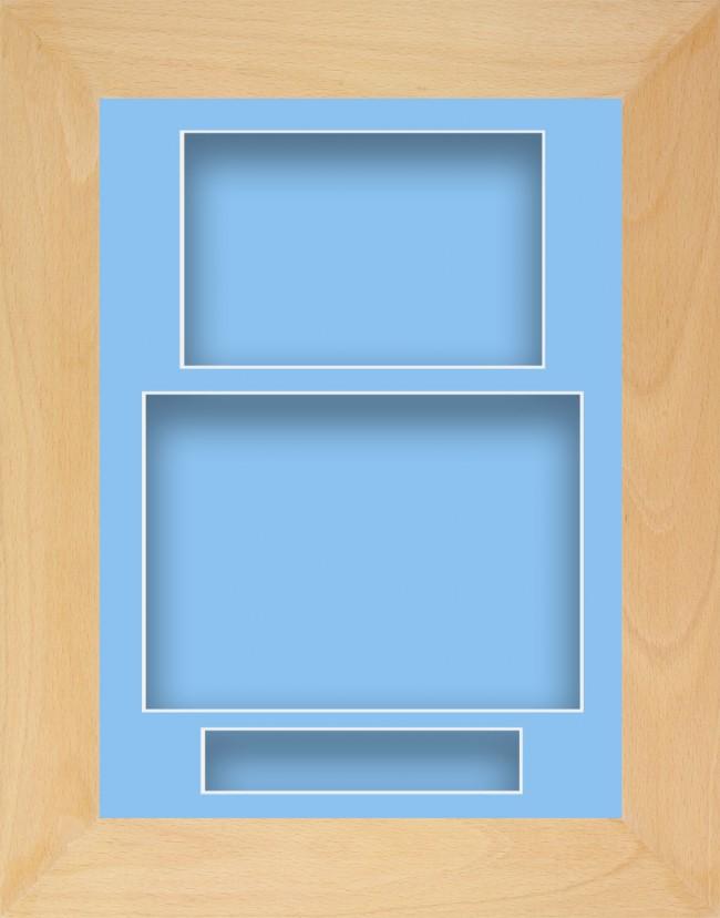 11.5x8.5 Beech Wooden Deep Box Display Frame Blue Portrait