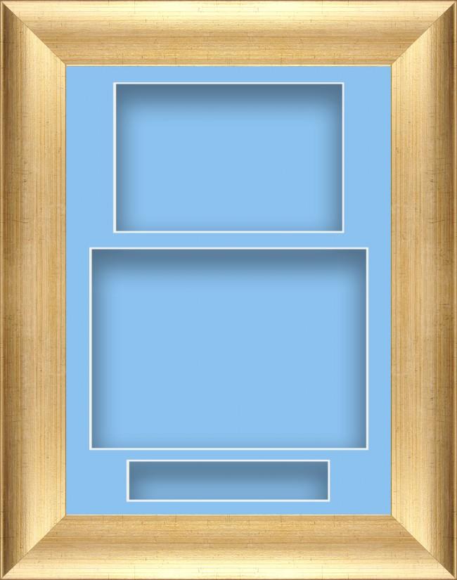 11.5x8.5” Antique Gold Box Display Frame Blue Portrait