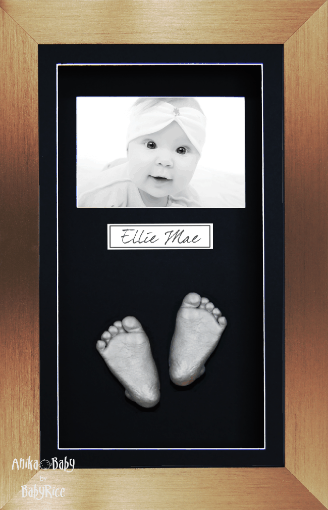 Large Baby Hand Footprint Casting Kit / Bronze Photo Display Frame