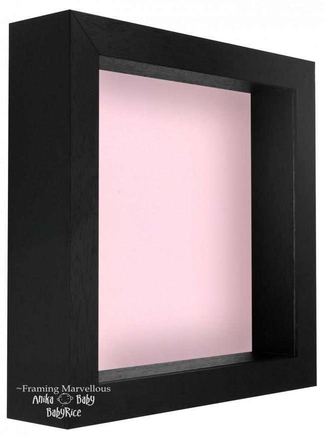Black Shadow Box Deep Display 3D Wooden Frame Square Heart Pink Back Only