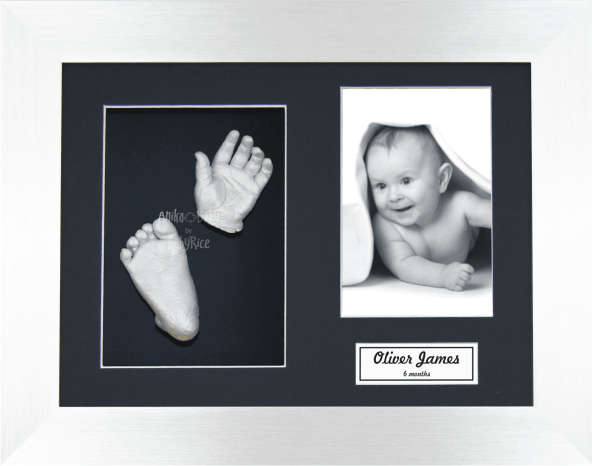 Newborn Baby Gift Hand Foot Casting Kit Silver Frame Casts