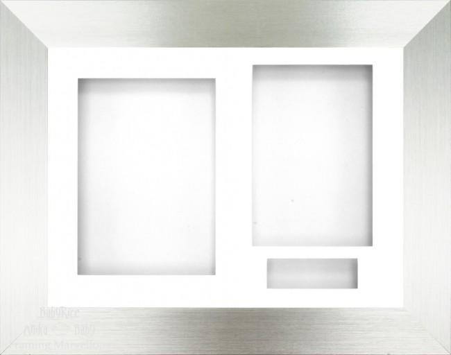 Silver 3D Box Display Frame White mount & Backing - BabyRice