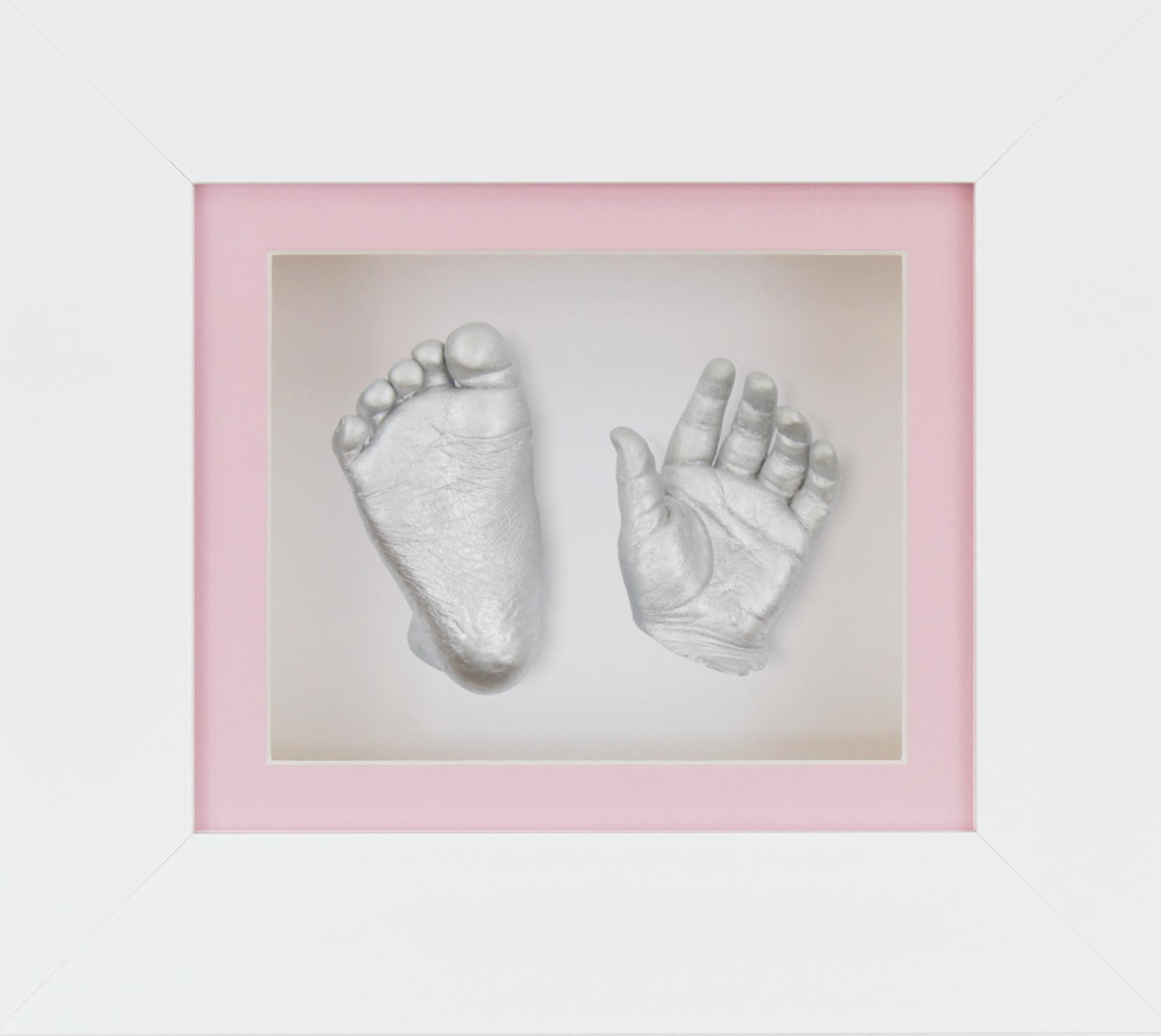 Baby Girl Casting Kit White Frame Pink Mount Silver Paint